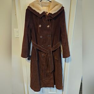 Brown Corduroy Double-Breasted Coat